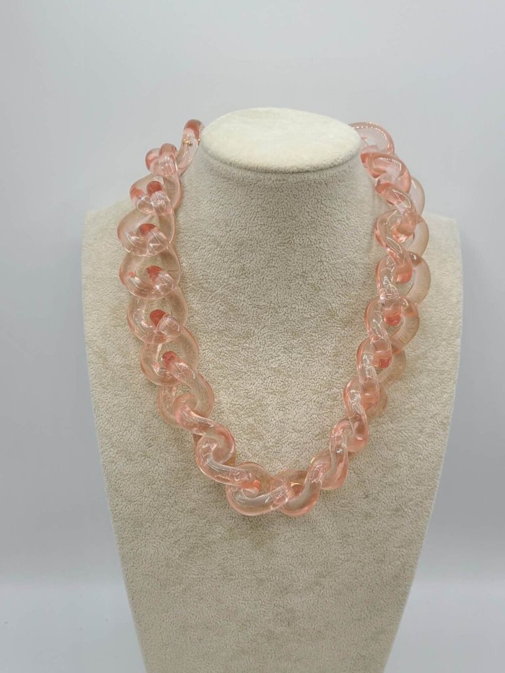 J Crew Light Pink Lucite Chain Necklace NWOT